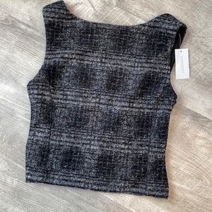 NWT Plaid wool cropped tank with open back
